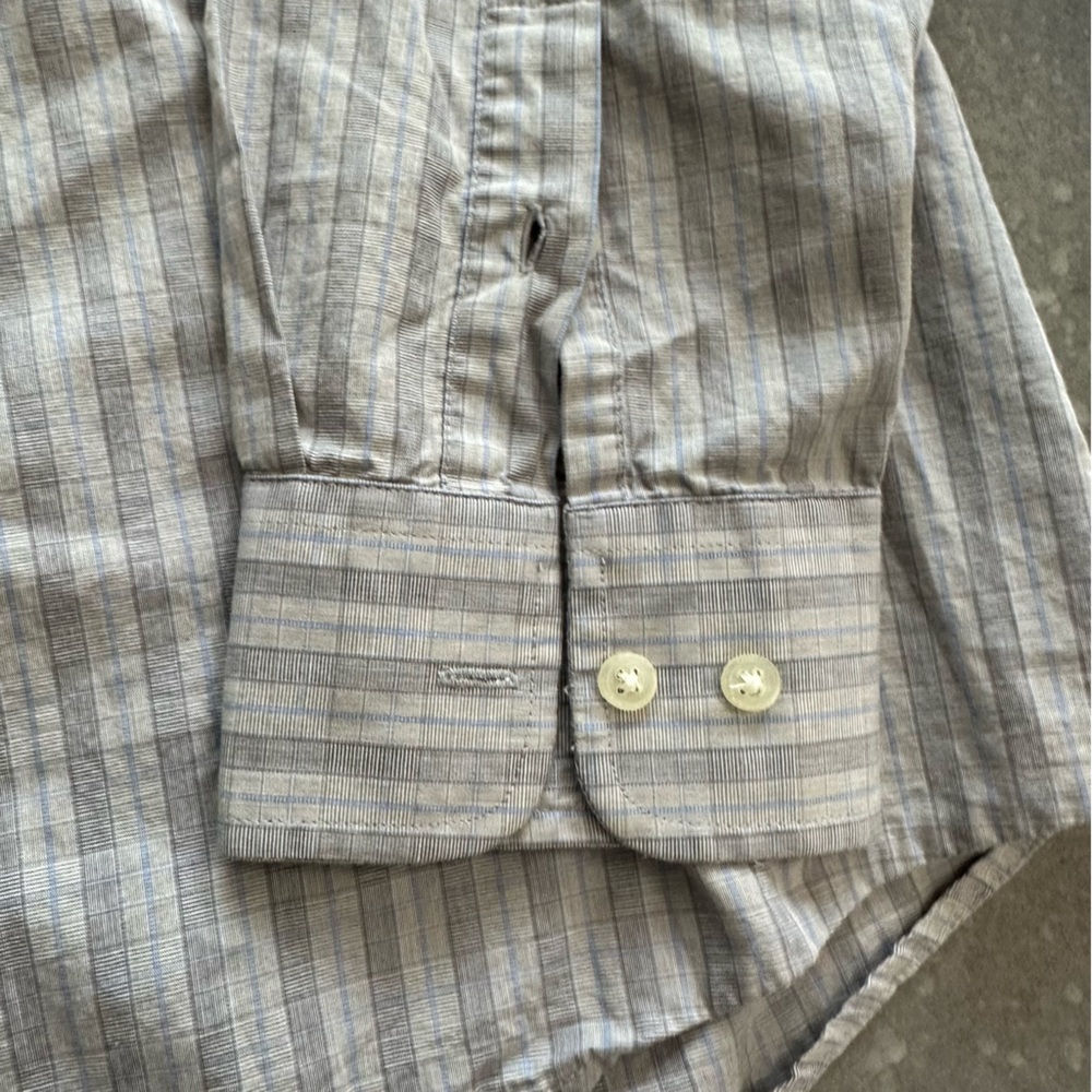 Isaac Mizrahi Men’s Gray Striped Dress Shirt – Button Front Long Sleeve - Picture 5 of 10